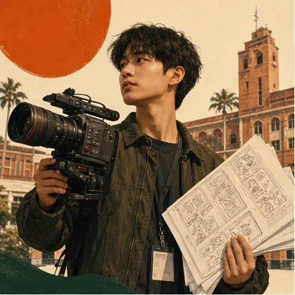 在台灣大學校園拍攝作品的學生創作者